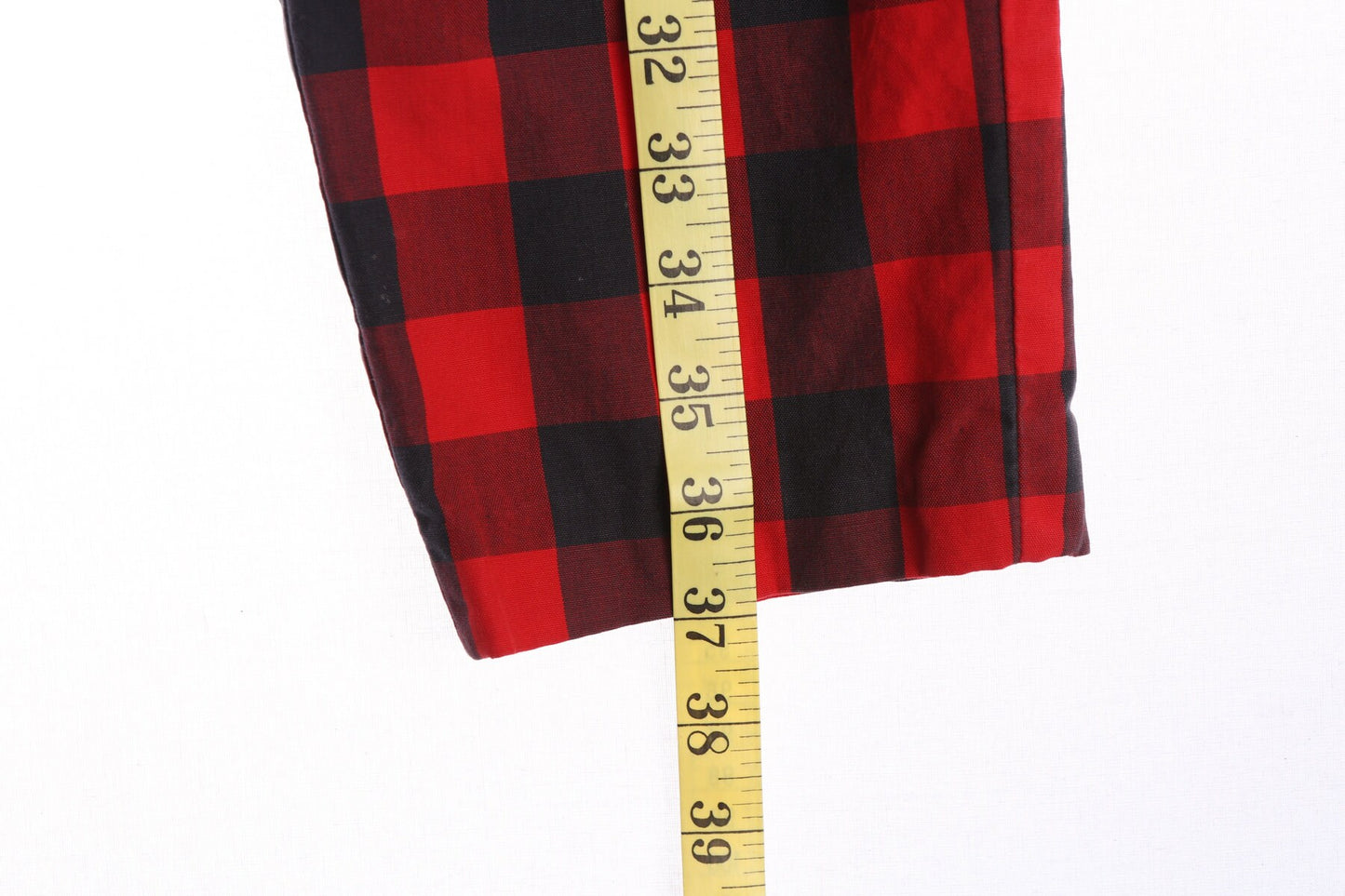 Vintage Women Black and Red Plaid Pants - High Waist - Back Zipper Closure