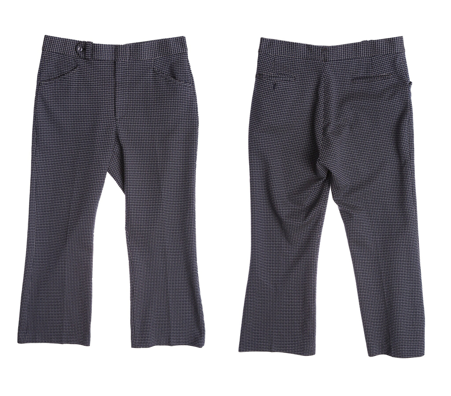 Vintage Men 70's Blue Polyester Plaid Pants