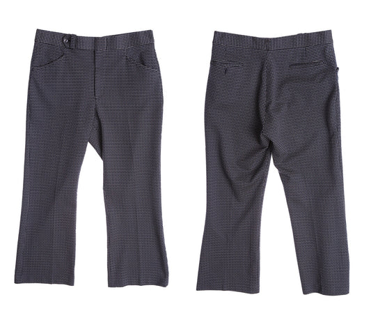 Vintage Men 70's Blue Polyester Plaid Pants