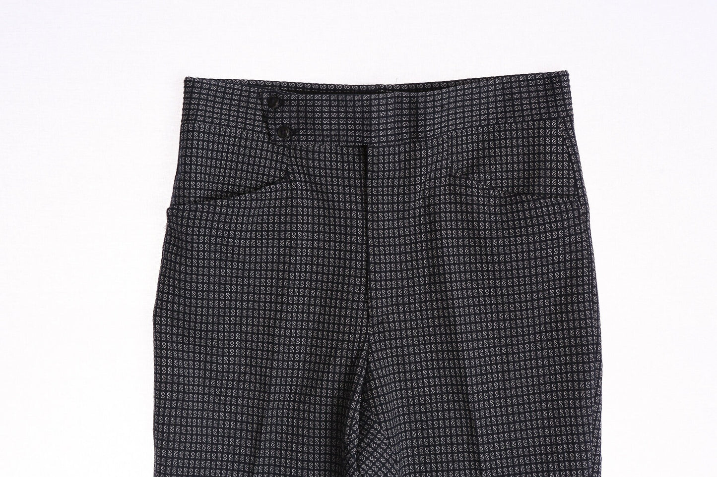 70's Men Dark Blue Plaid Polyester Pants