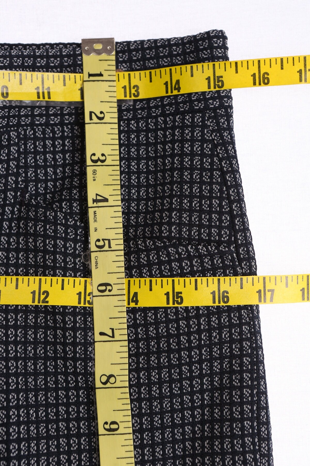 70's Men Dark Blue Plaid Polyester Pants