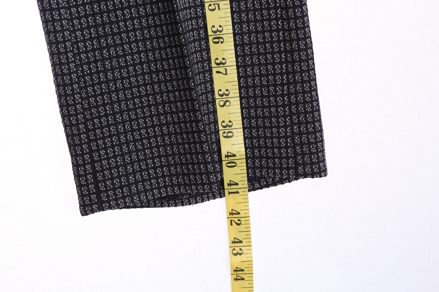 70's Men Dark Blue Plaid Polyester Pants