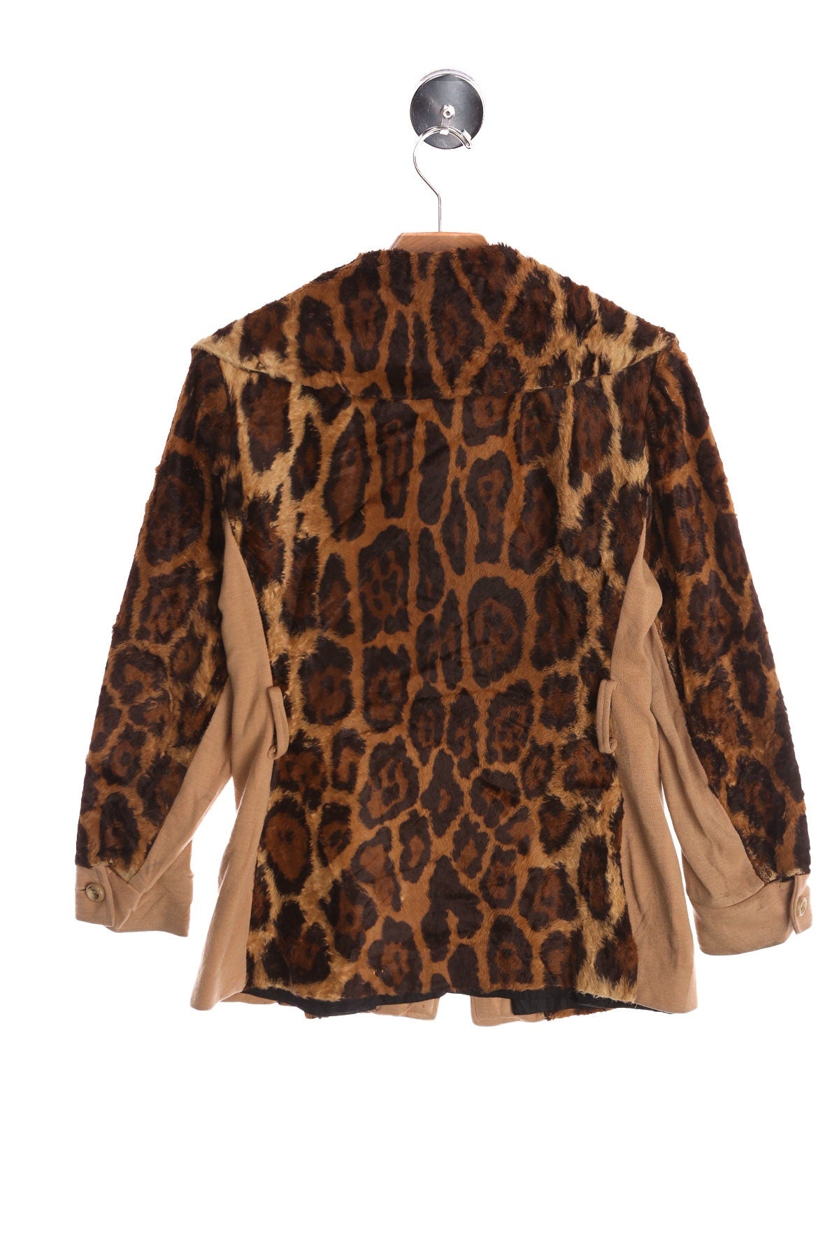 70's Women Jacket  - Leopard Print - Faux Fur