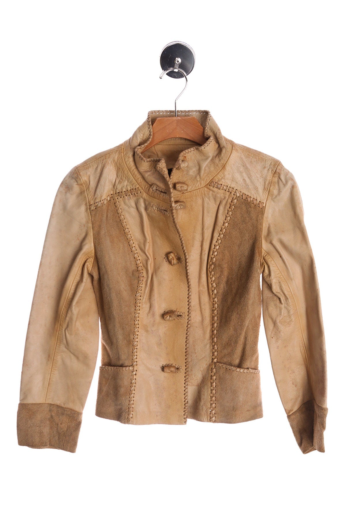 Vintage Women Leather Jacket - Era 60's - 70's - Hand Made - North Beach Style