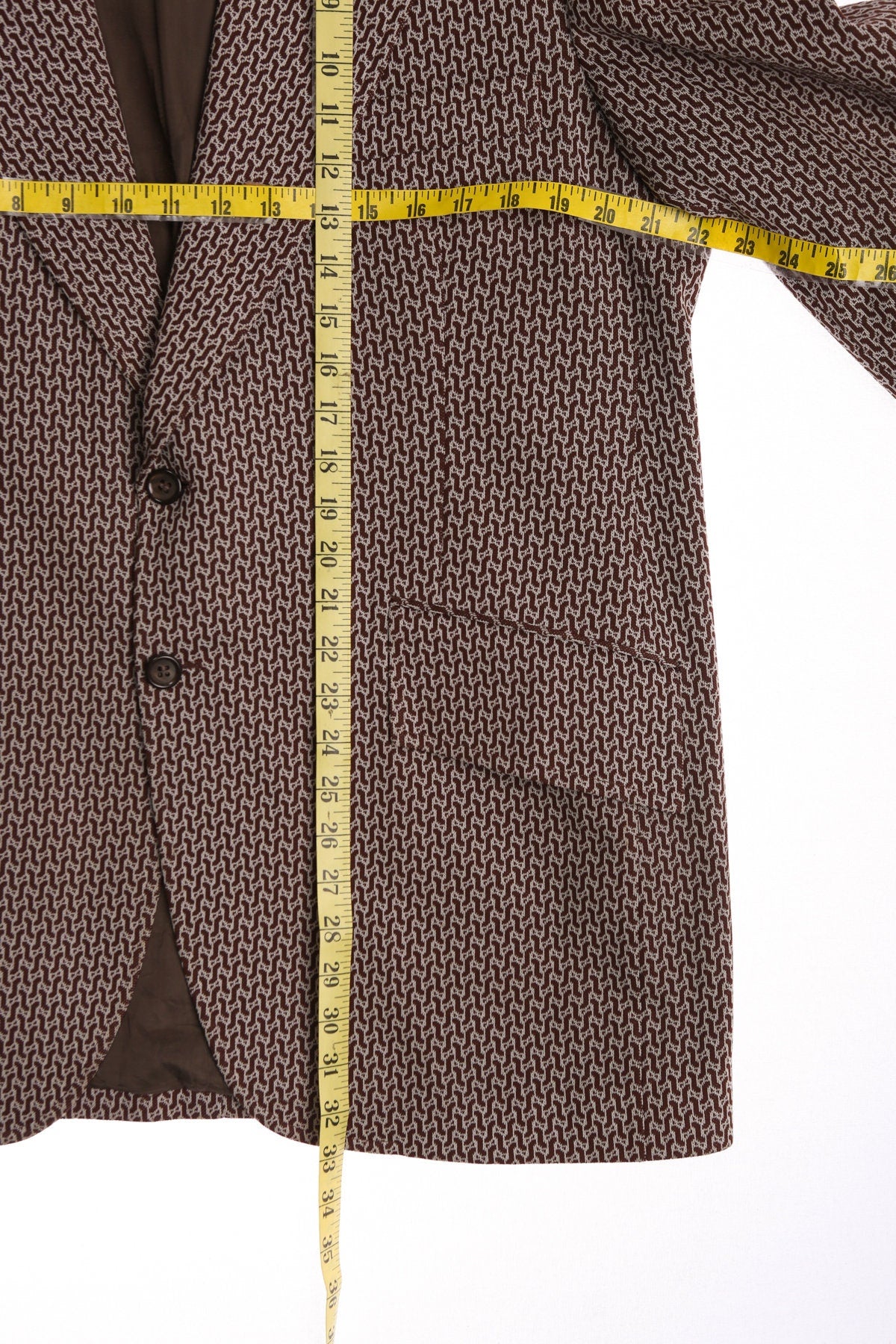 Men Brown 70's Poly Blazer