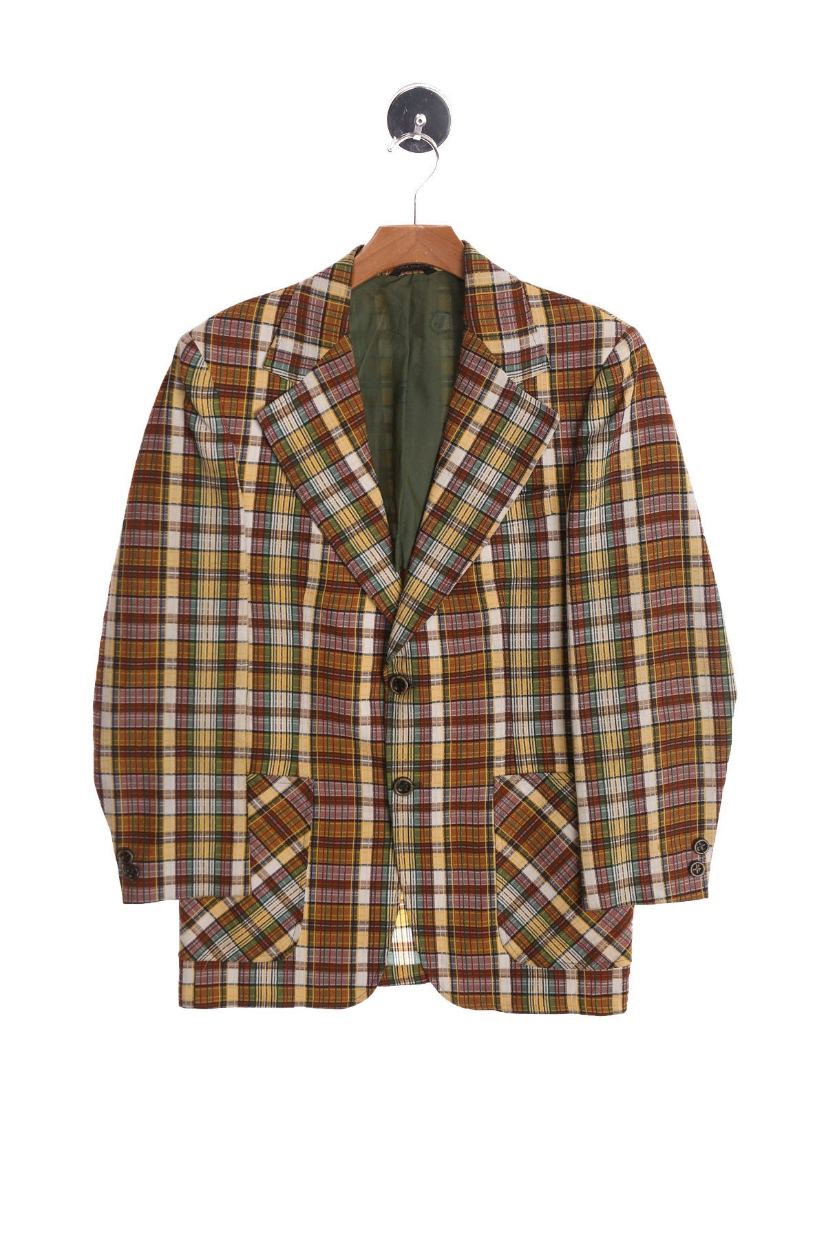 Men Plaid Casual Blazer - Era 60's - 70's