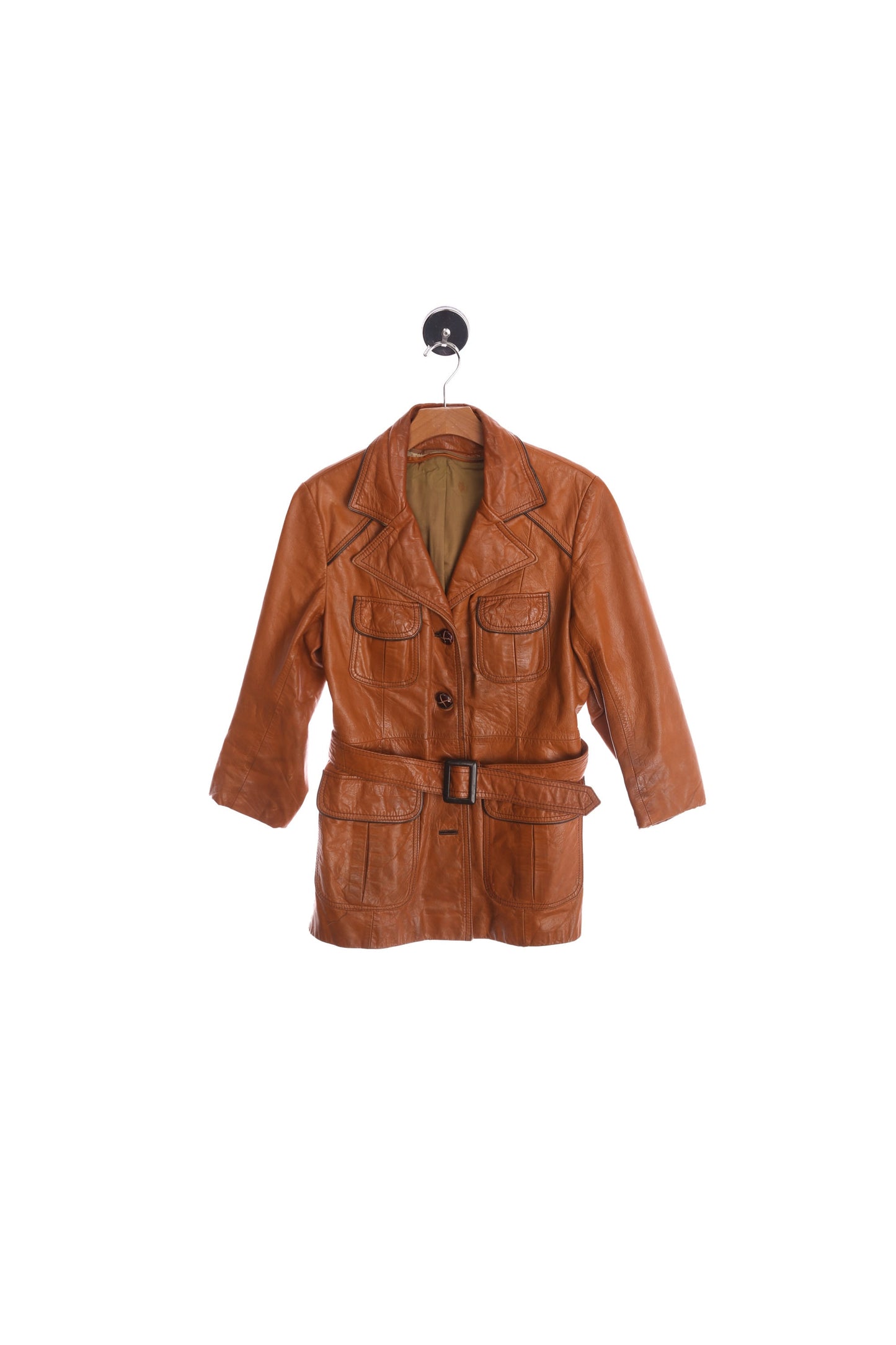 Vintage 1970's Women Leather Trench Coat