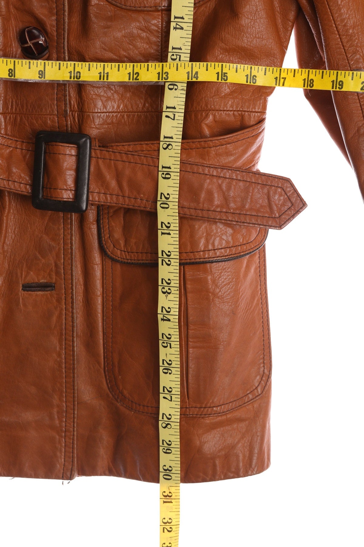 Vintage 1970's Women Leather Trench Coat