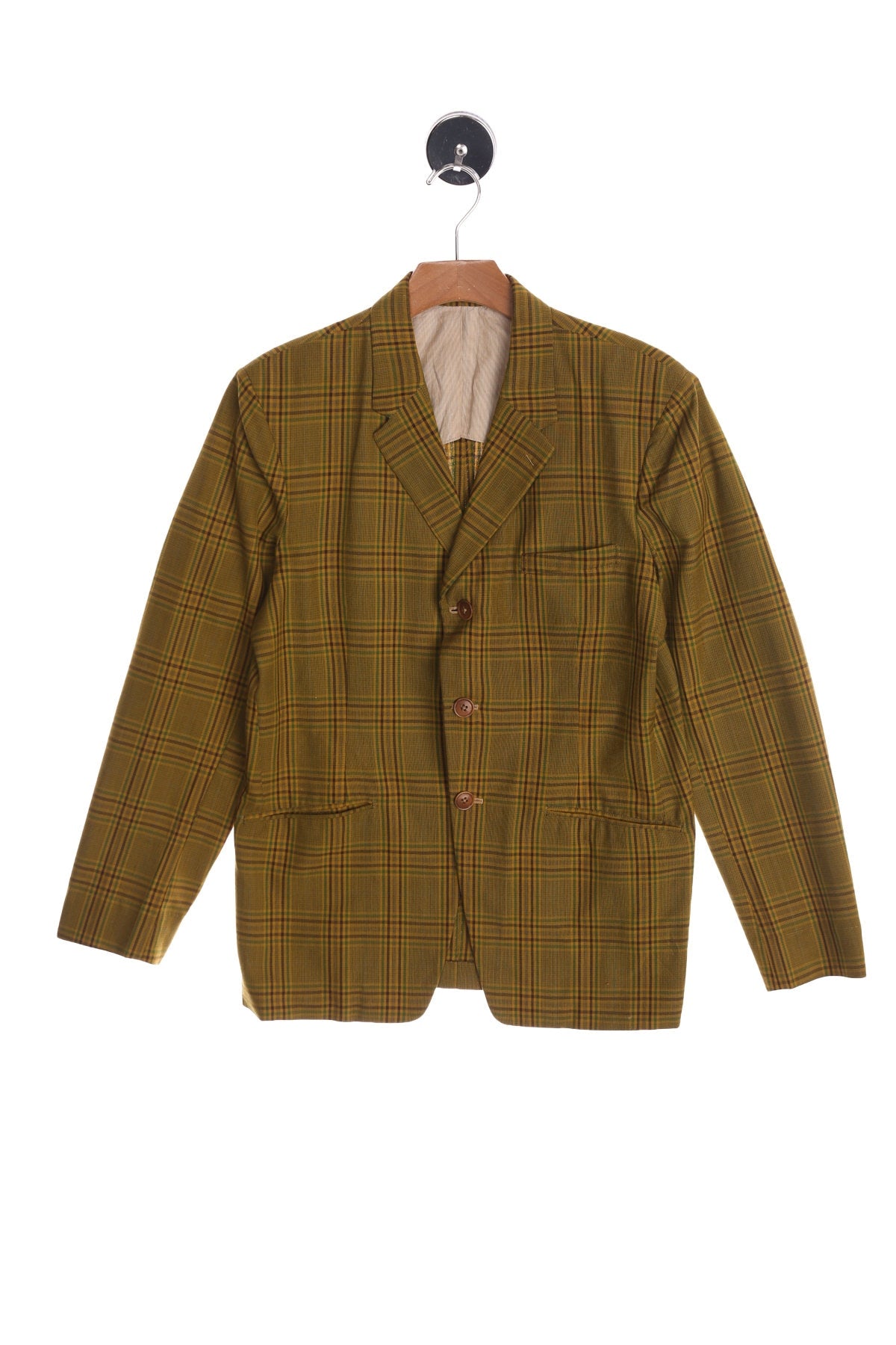 Vintage Men Green Plaid Casual Blazer - Era 50's - 60's