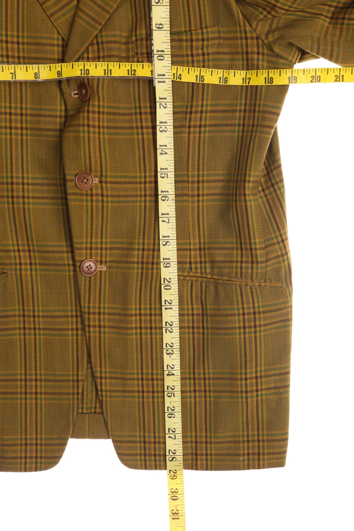 Vintage Men Green Plaid Casual Blazer - Era 50's - 60's