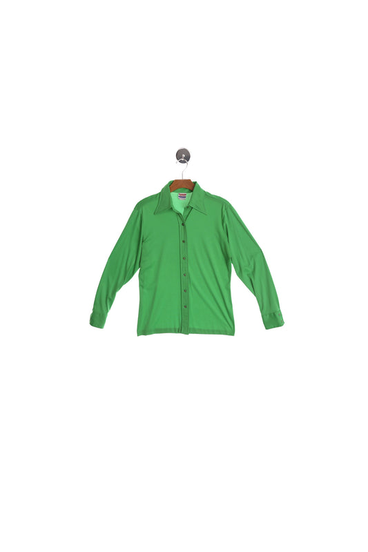 70's Women Green Poly Top