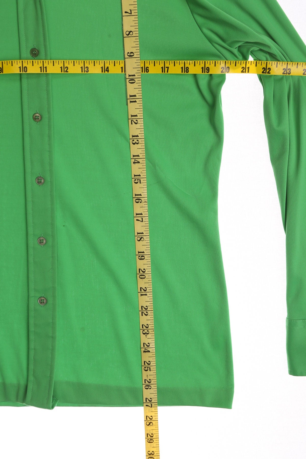 70's Women Green Poly Top