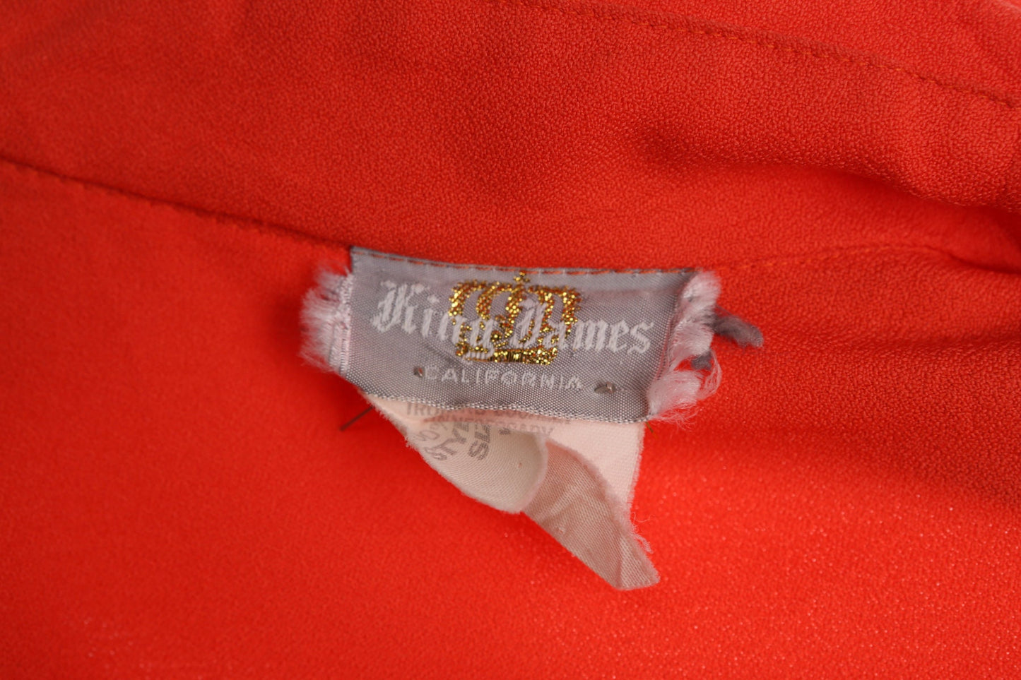 70's Women Top - Orange - Zipper Pockets - Mod - Casual