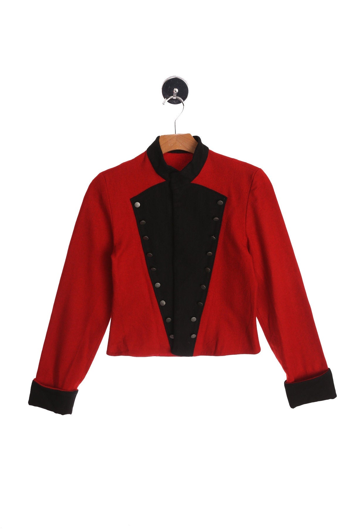 Vintage Marching Band Jacket - Red / Black - Steel Buttons