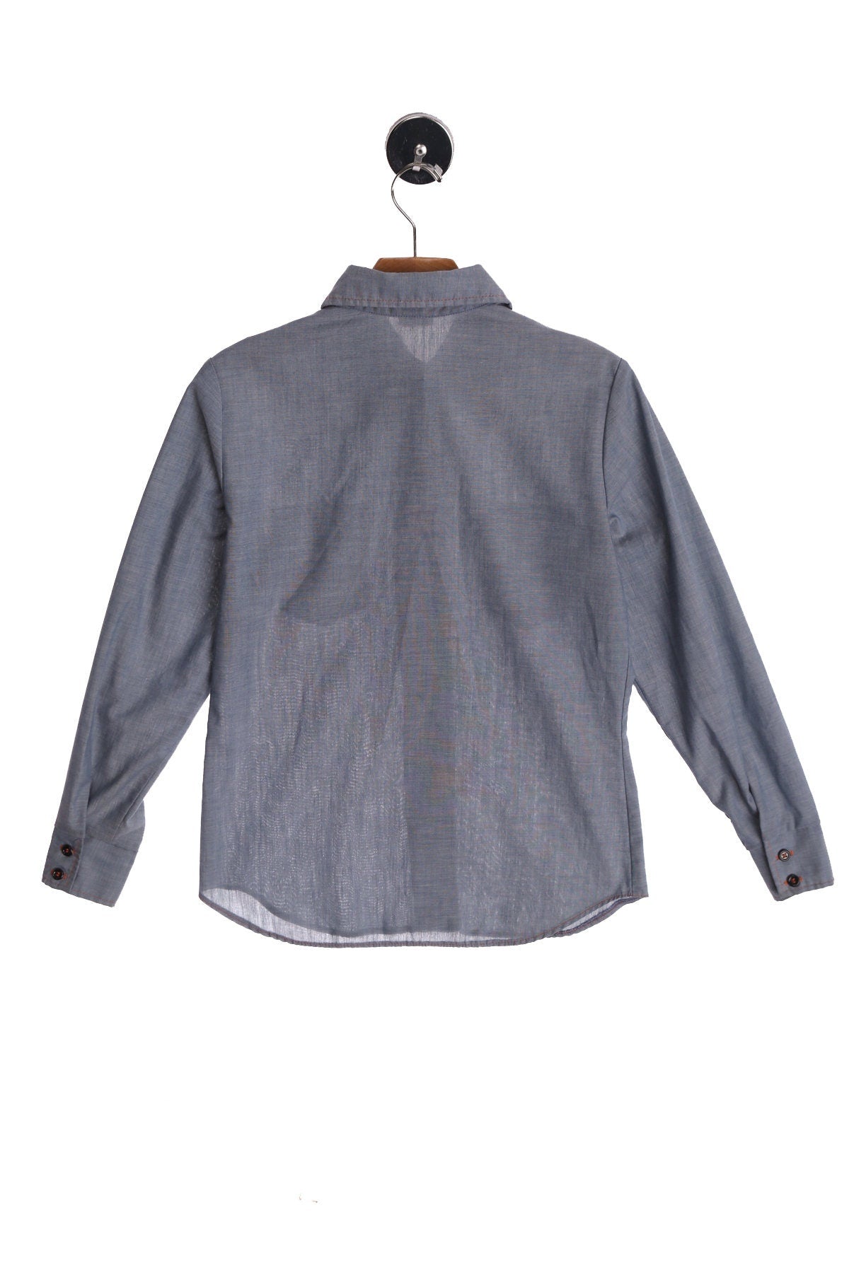 70's Blue Button Up Top