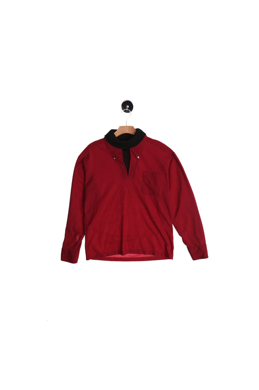 70's Men Red Poly Turtleneck Shirt