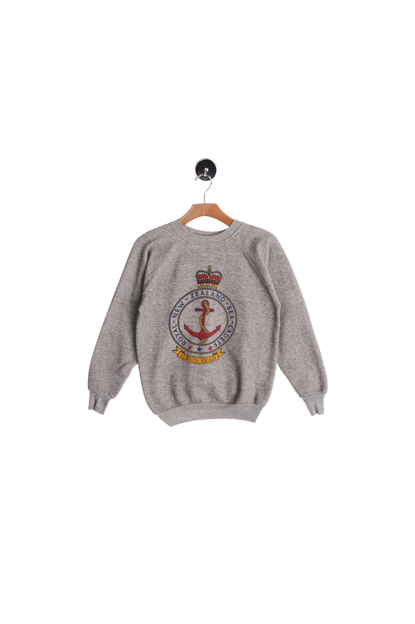 Vintage Gray Graphic Sweatshirt - Royal New Zealand Cadets Print