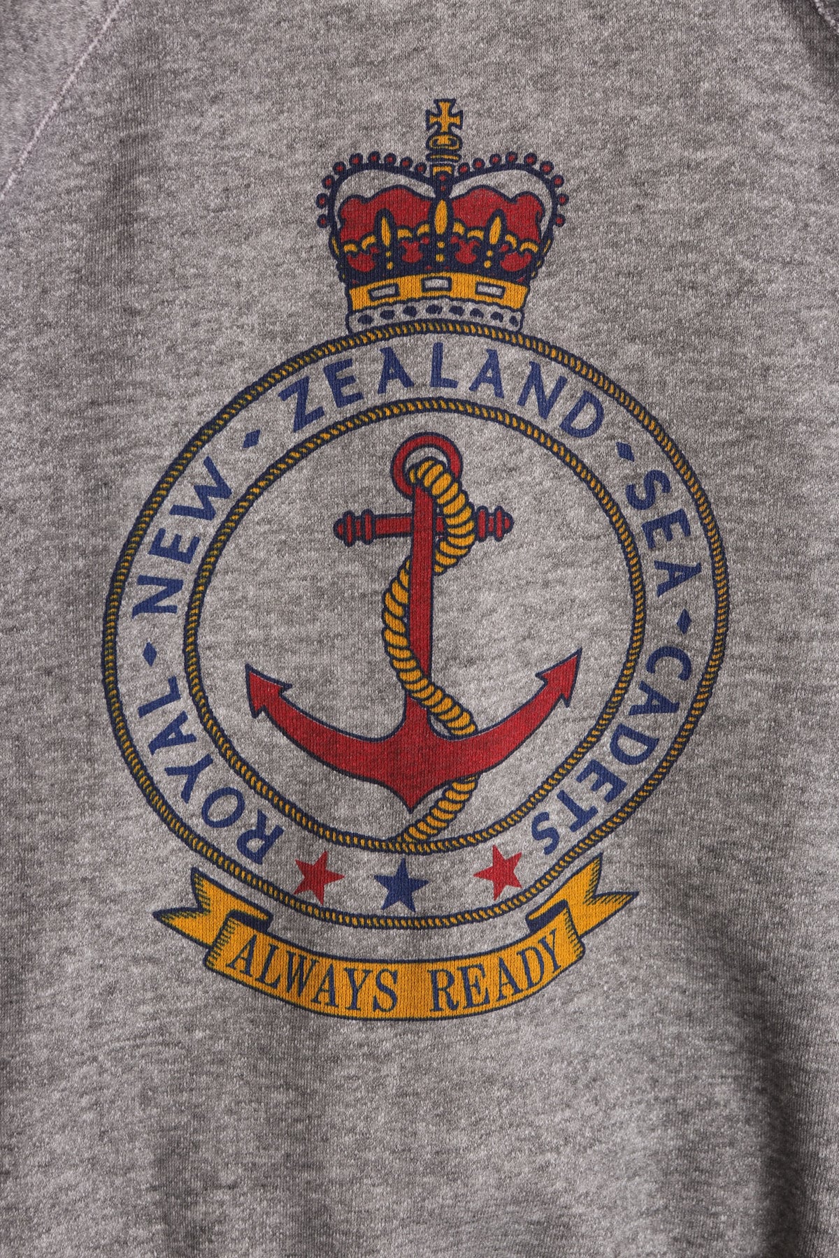 Vintage Gray Graphic Sweatshirt - Royal New Zealand Cadets Print
