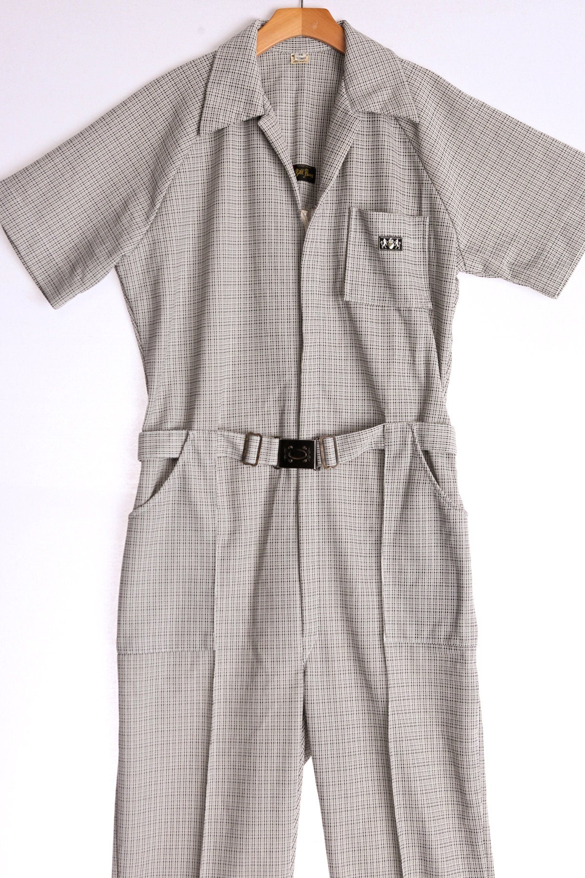 70's Men Gray and white Polyester Jumpsuit - Bill Parry