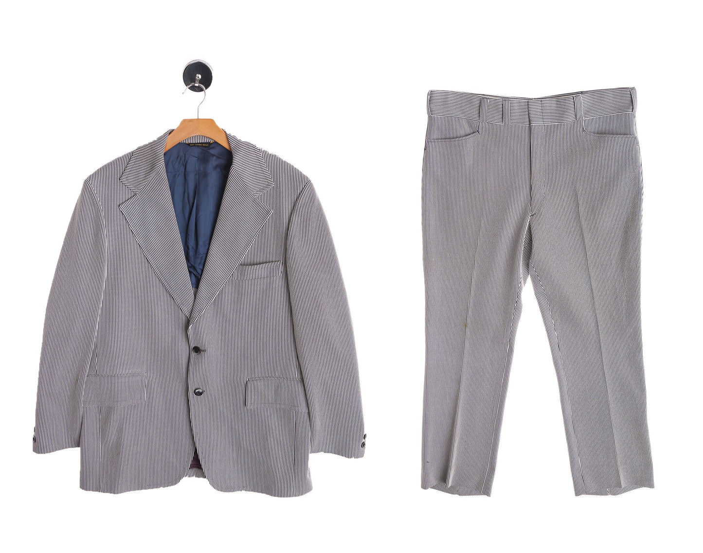 Vintage Men 70's Striped Polyester Suit