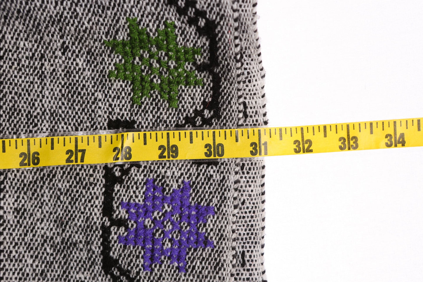 Women Flower Embroidered Gray Poncho - Purple Flower Embroidery Designs - Seam White Fringes