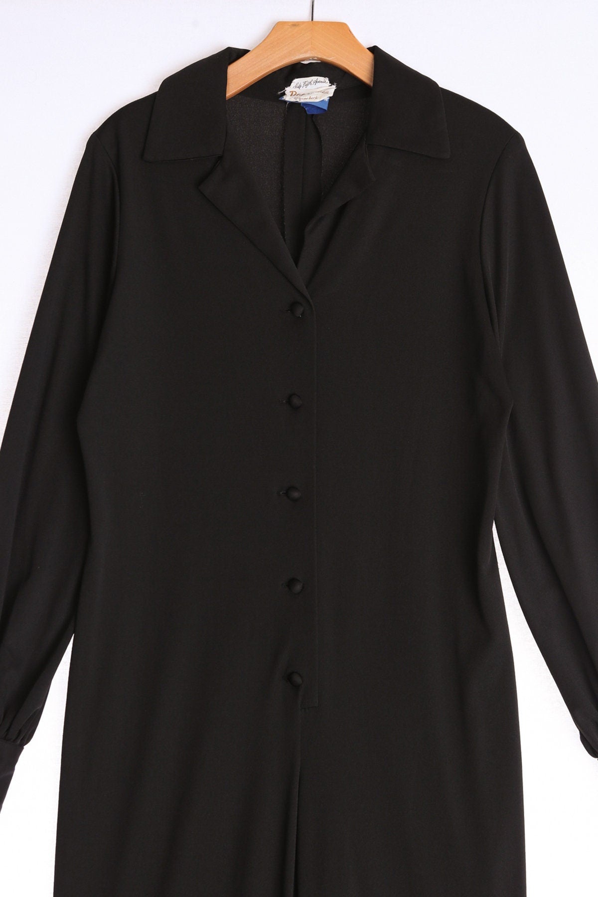 Vintage Women Black 70's Poly Jumpsuit