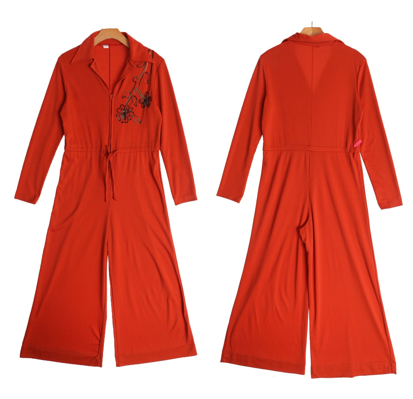 70's Red Jumpsuit with Waist Belt