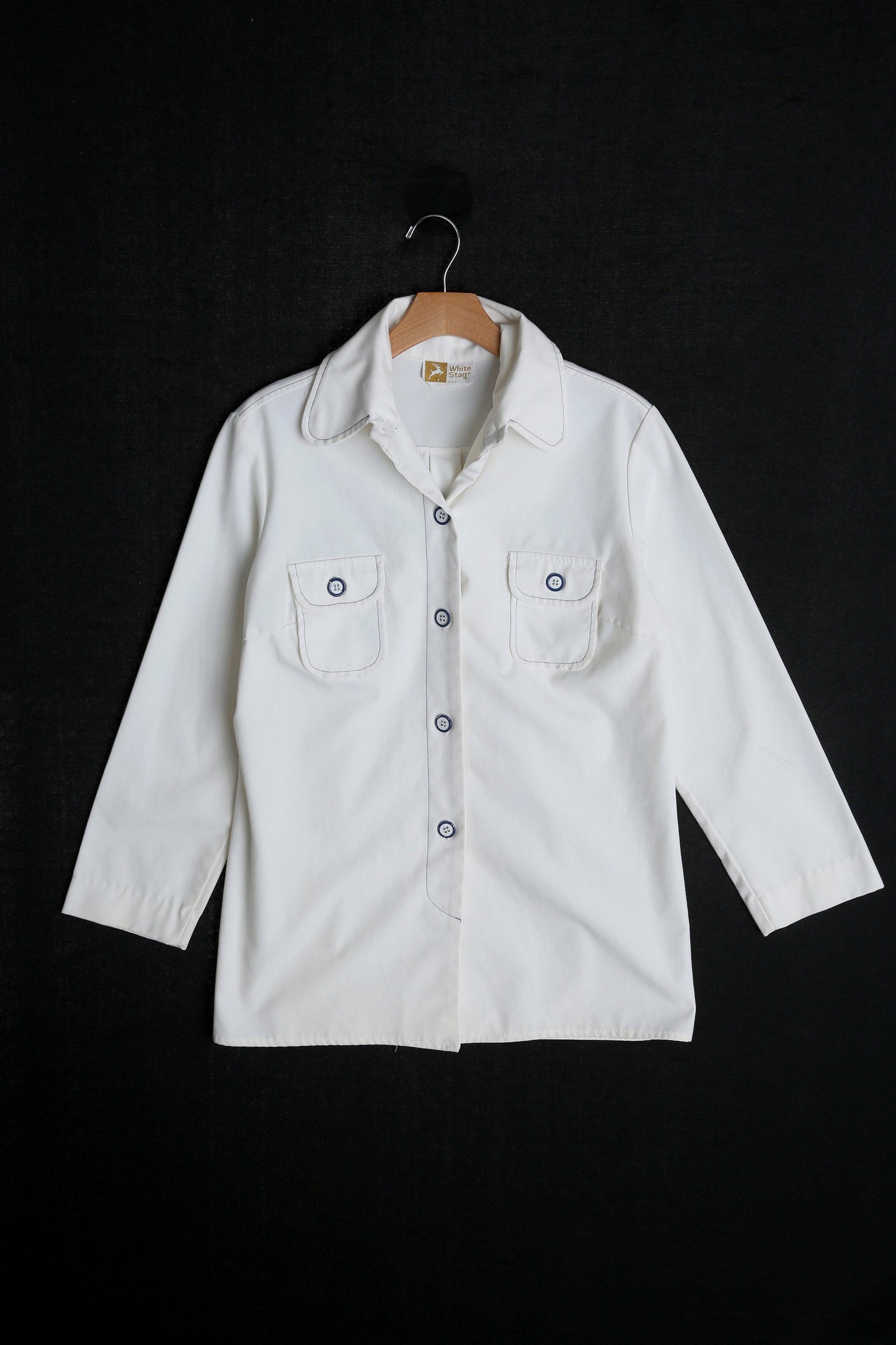 70's White Poly Blouse