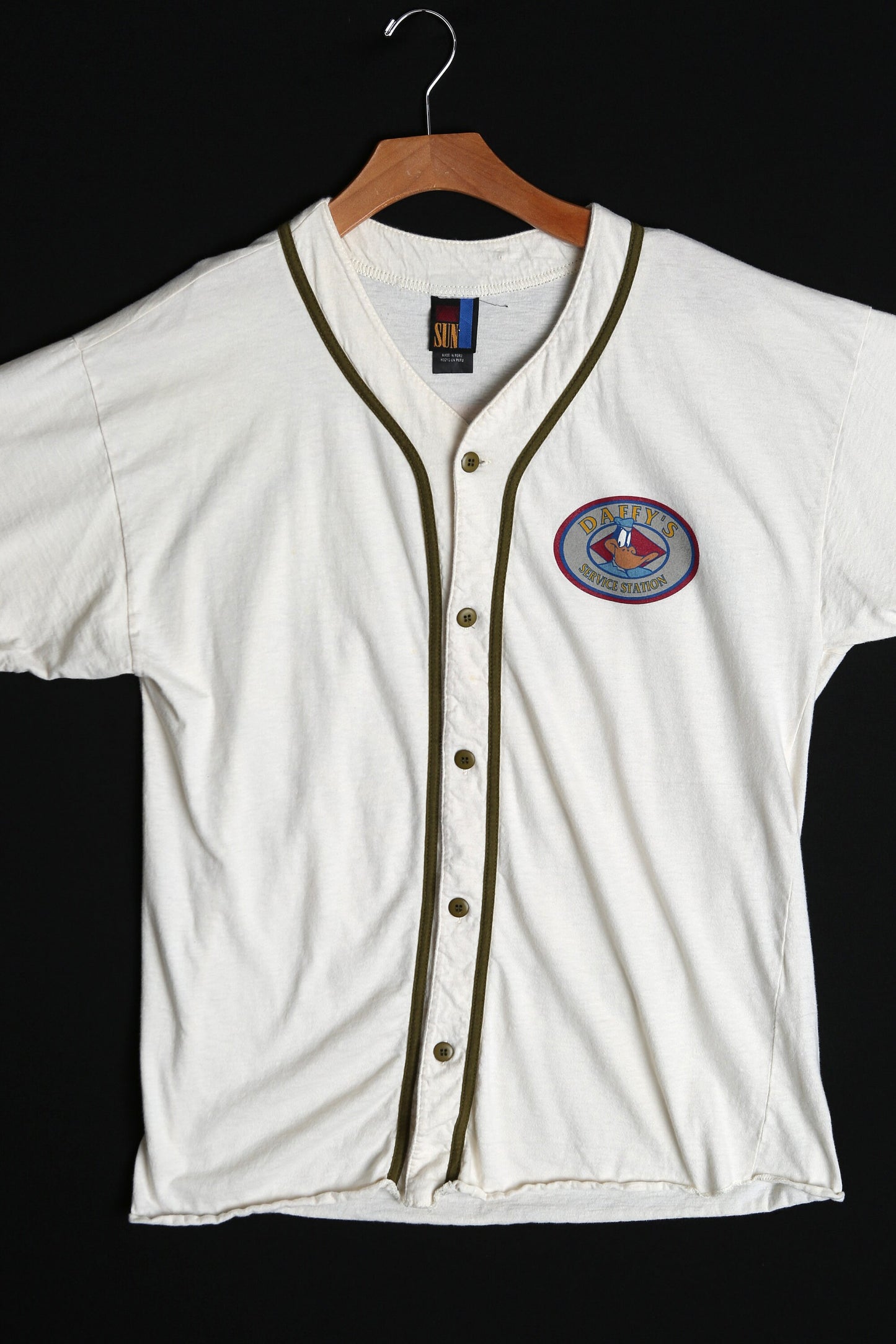 Vintage Baseball Graphic Shirt - Daffy's Gas Service Station Print