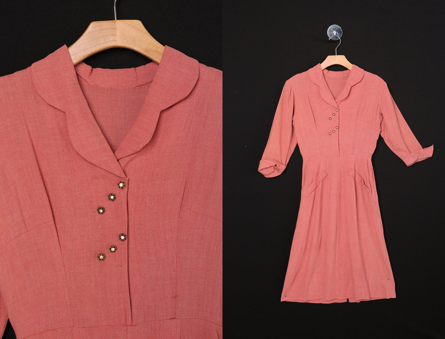 Vintage Red Casual Dress - Era 40's - 50's
