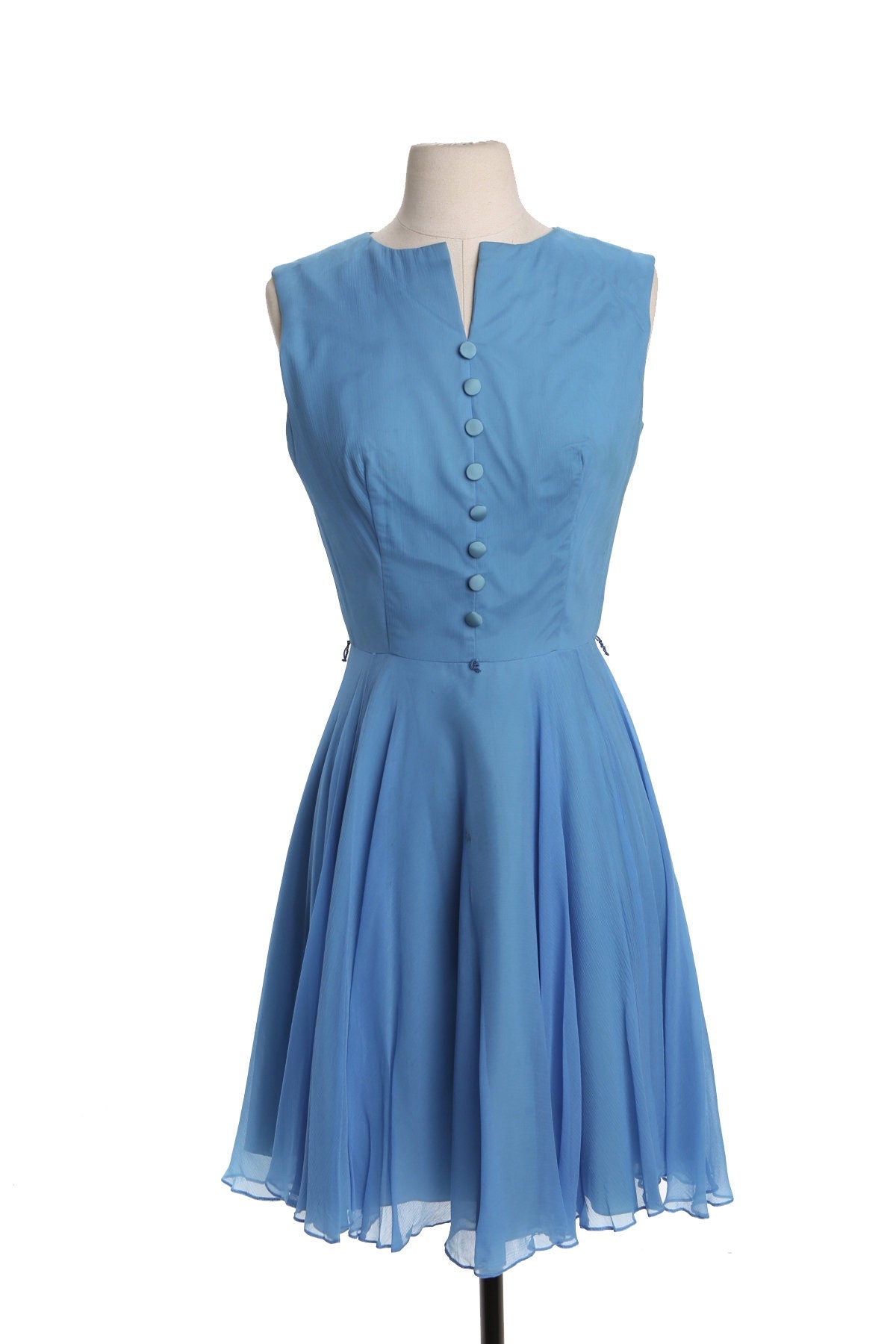 60's Woman Blue Poly Casual Dress - Sleeveless