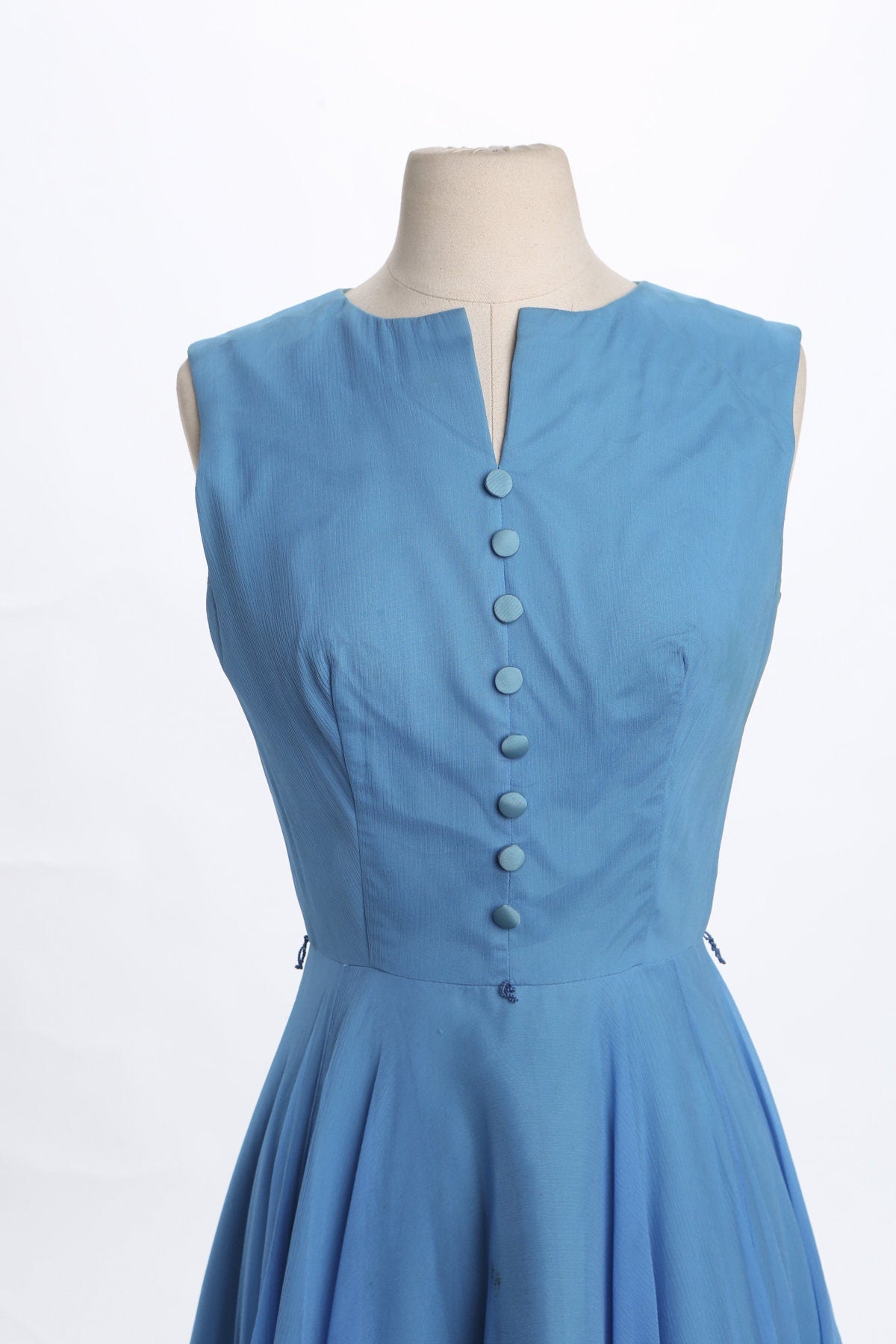 60's Woman Blue Poly Casual Dress - Sleeveless