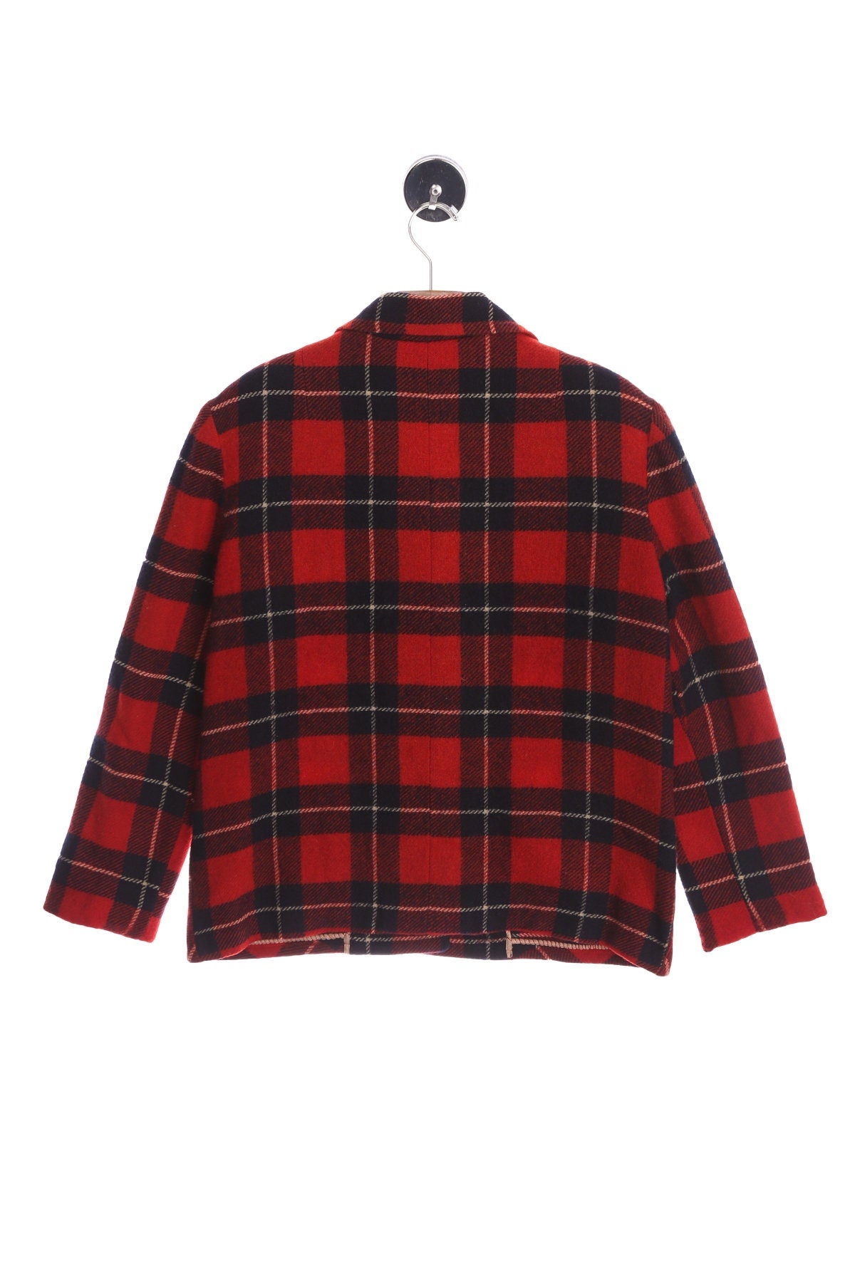 Vintage Women Red Plaid Jacket - Era 40's - 50's