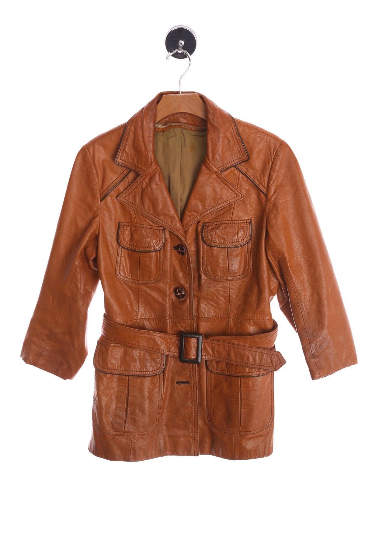 Vintage 1970's Women Leather Trench Coat