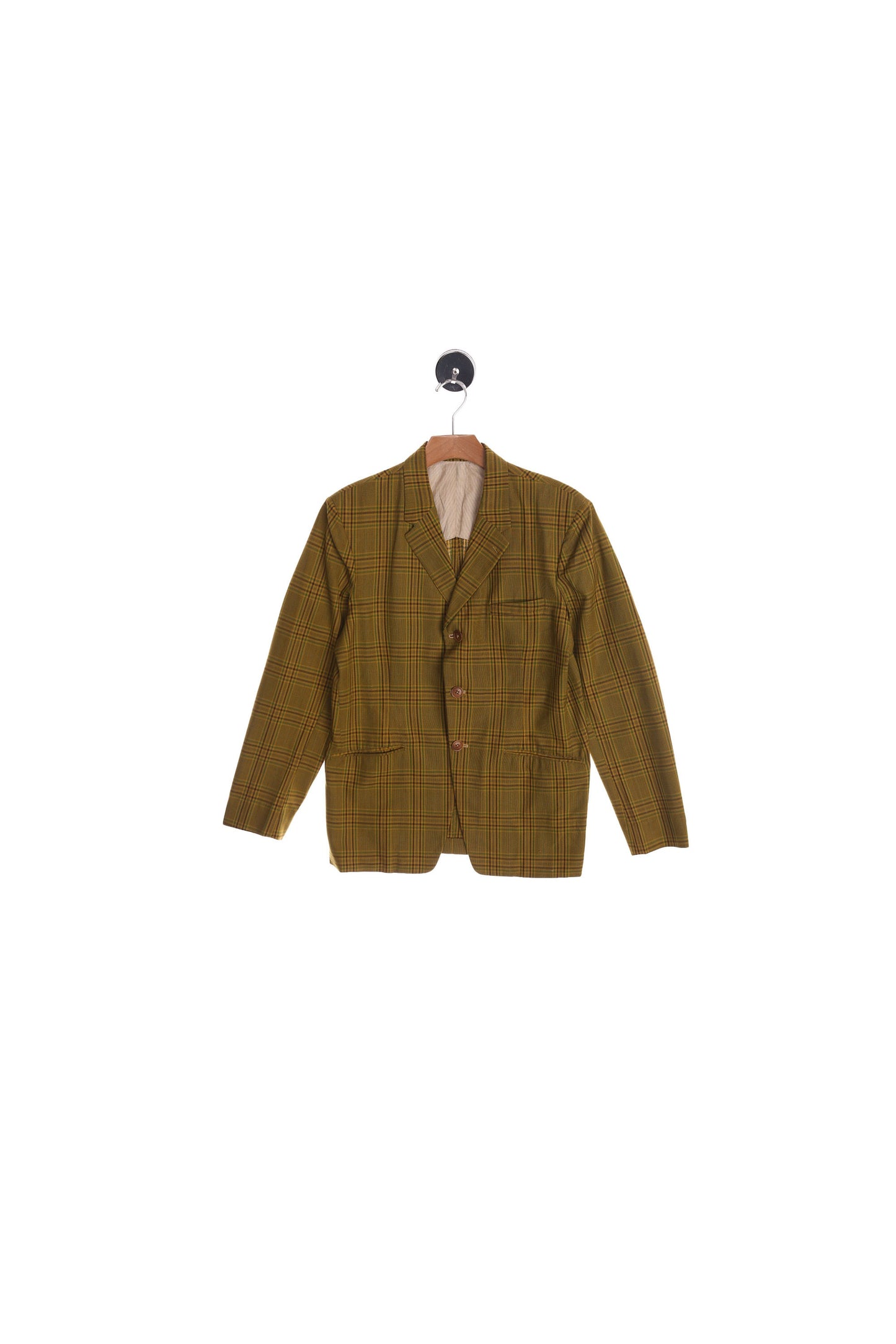 Vintage Men Green Plaid Casual Blazer - Era 50's - 60's