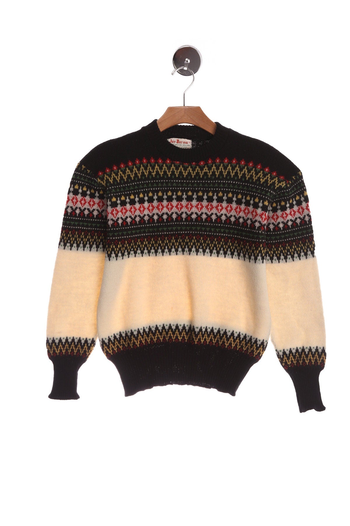 Vintage Men Crew Neck Sweater with Denmark Christmas Print - By Jay Berma