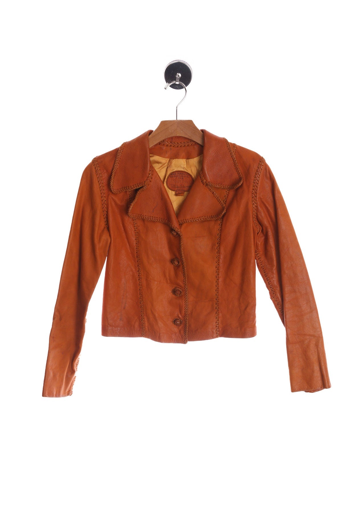 Vintage Women Hand Made Leather Jacket - Style 70's - Made in Mexico City on The Zona Rosa district.