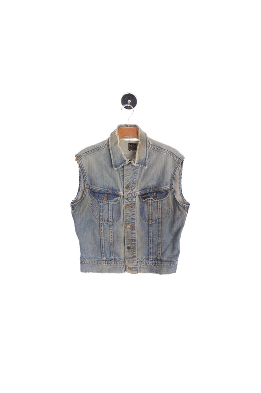 Vintage Lee Denim Vest - Biker Style - Distressed