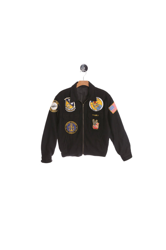 Vintage Black Military Souvenir Jacket - Persian Gulf Excursion West Pac 1991 - USS. Abraham Lincoln (CVN - 72)