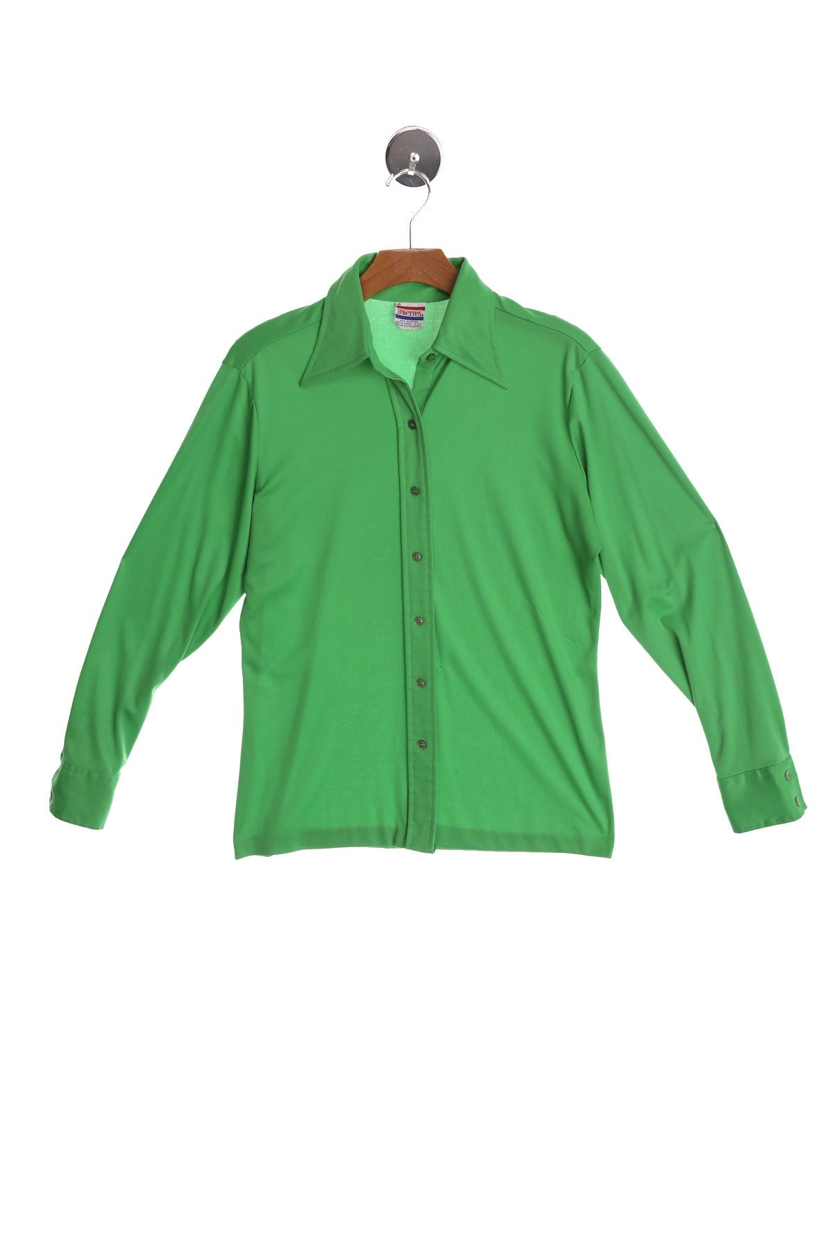 70's Women Green Poly Top