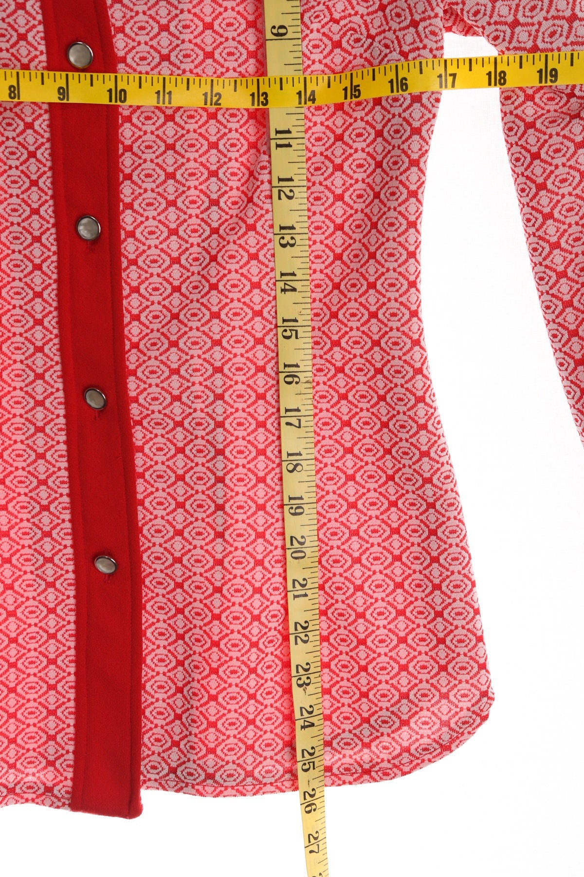 70's Women Red Poly Western Top