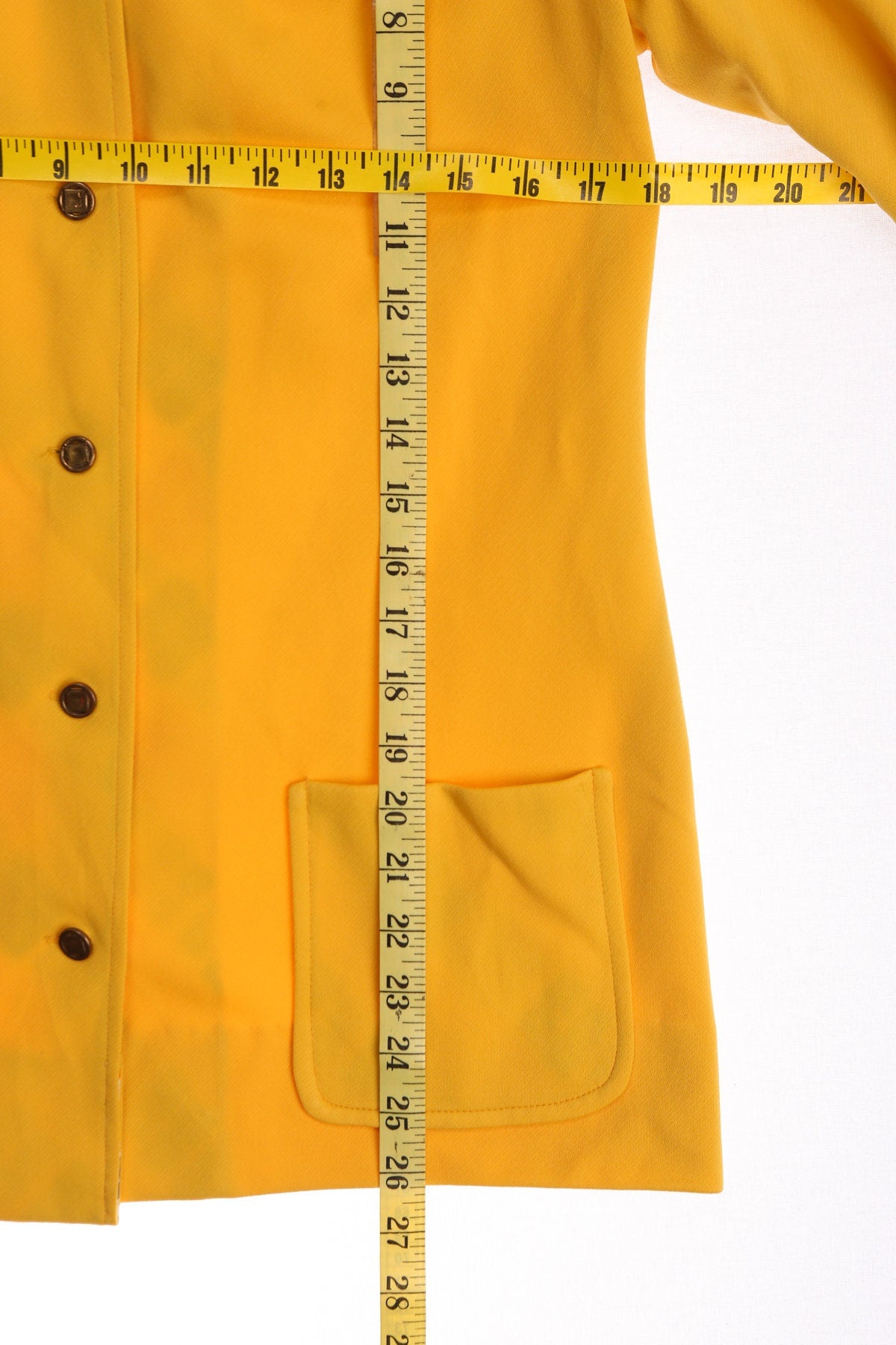 70's Women Yellow Button Up Top