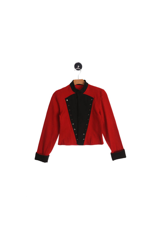 Vintage Marching Band Jacket - Red / Black - Steel Buttons