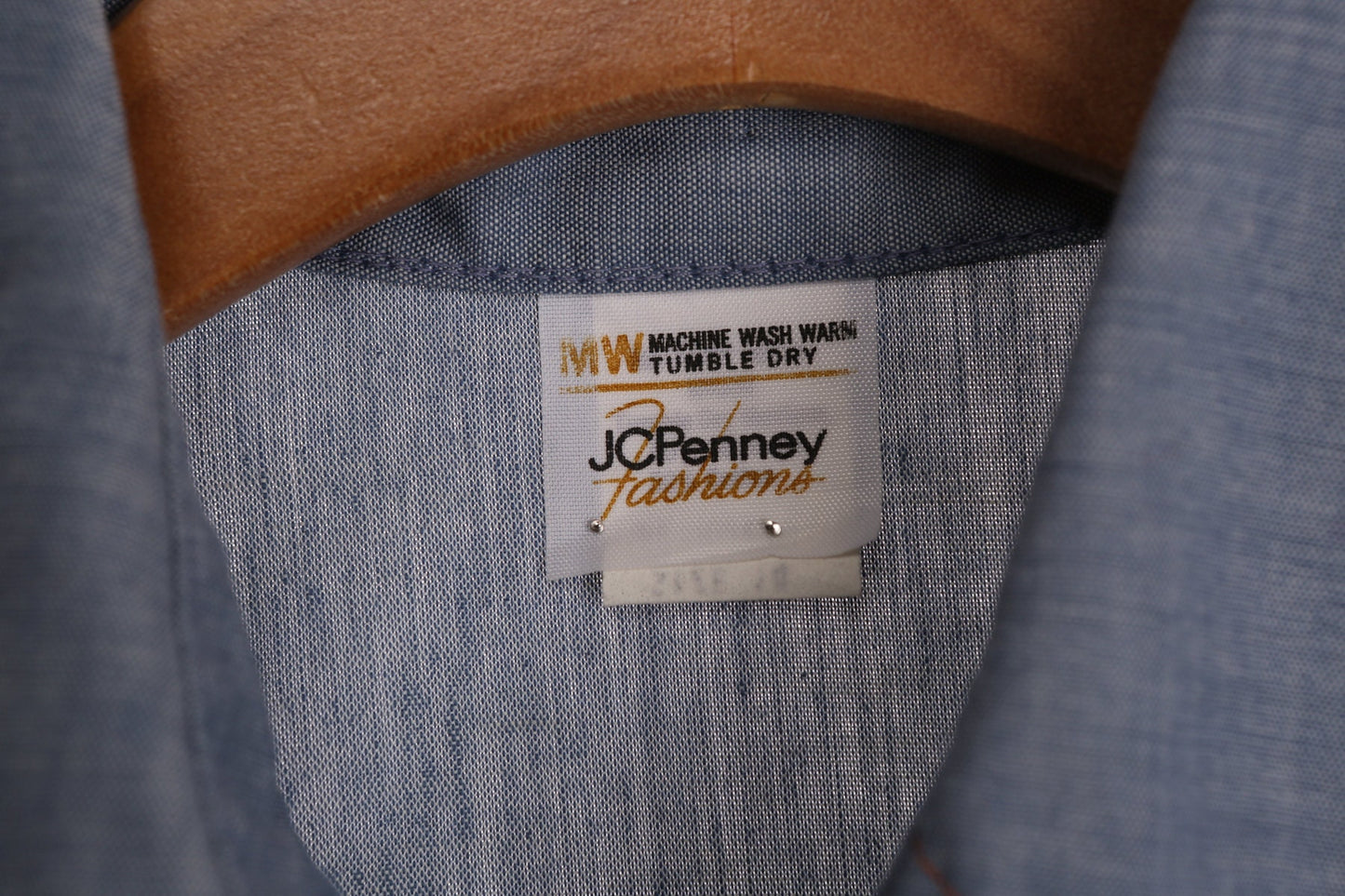 70's Blue Button Up Top