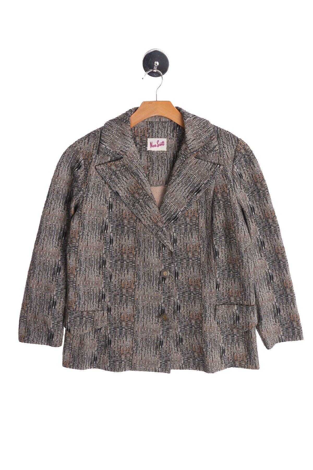 Vintage Women Gray Polyester Casual Suit - 2 Piece Suit