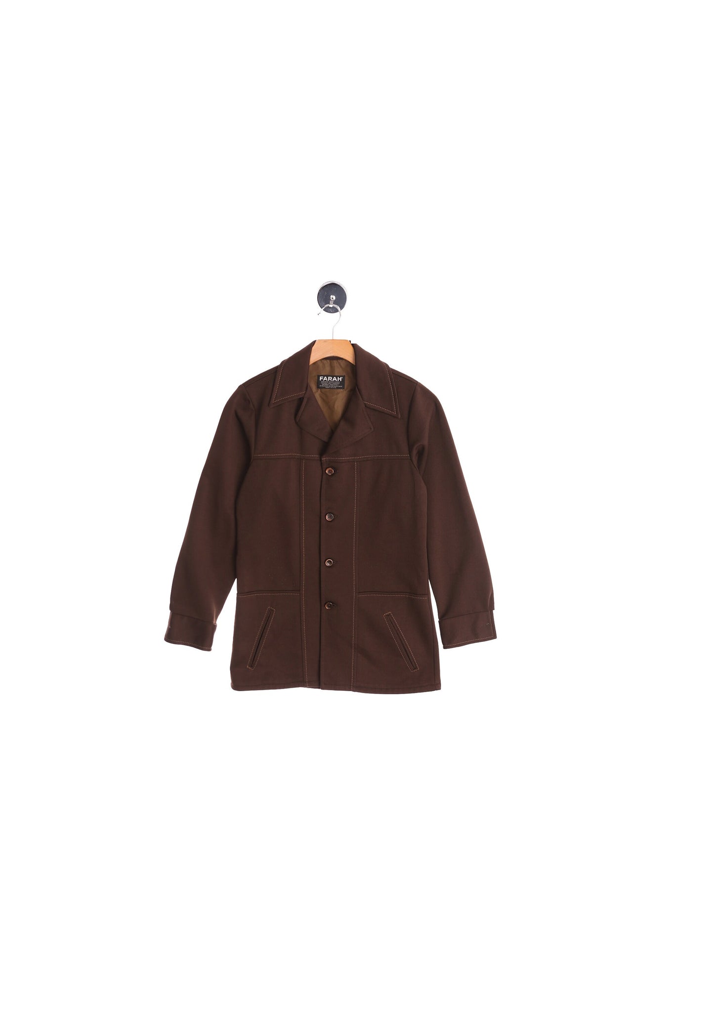 70's Men Brown Casual Polyester Jacket by Farah