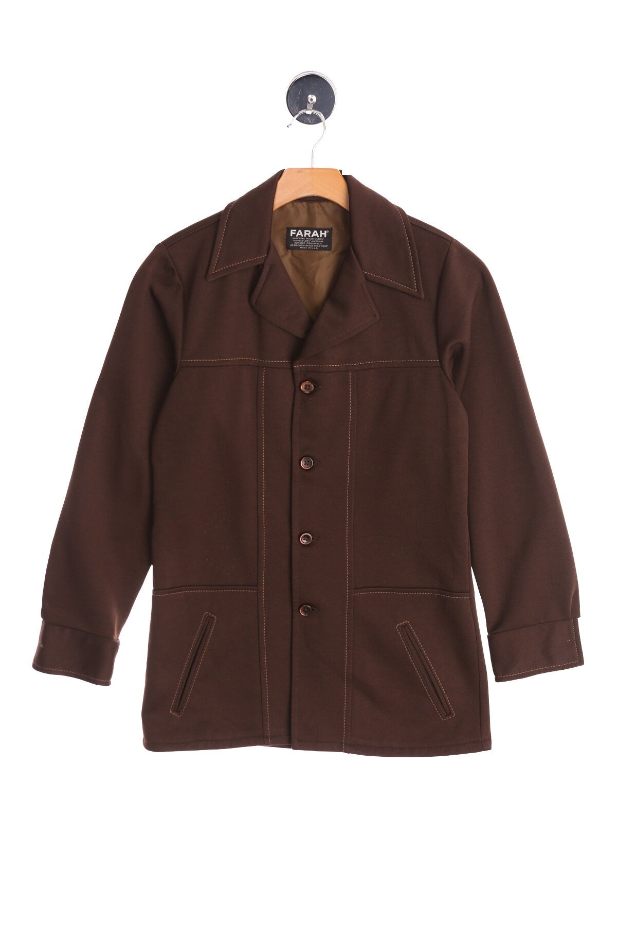 70's Men Brown Casual Polyester Jacket by Farah