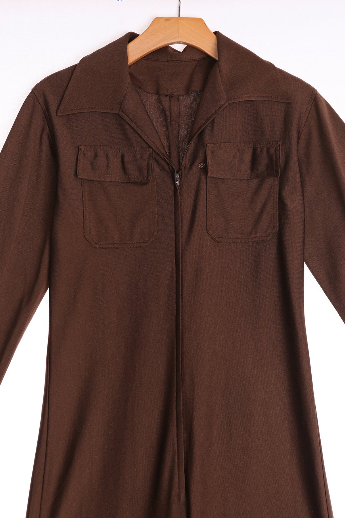 70's Women Brown Polyester Jumpsuit