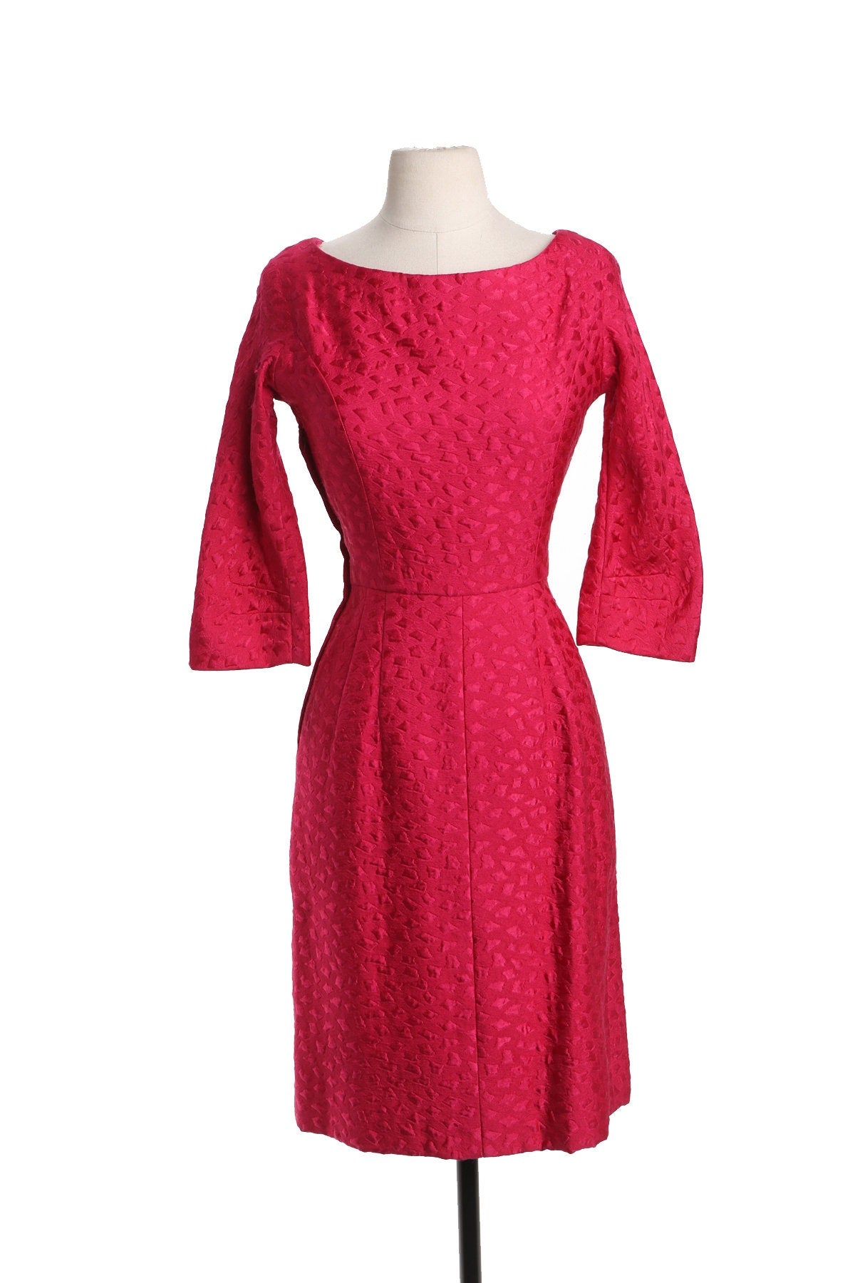 Vintage Pink Evening Dress - Era 50's - 60's - Long Sleeve