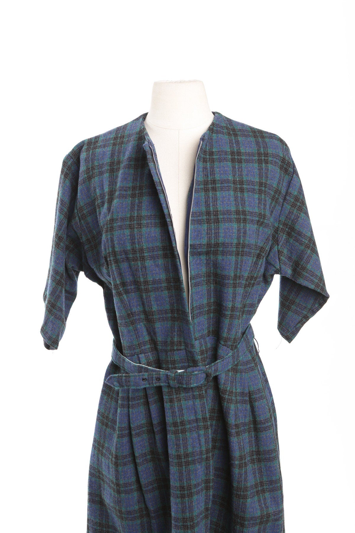 Vintage Plaid Dress - Blue and green - Era 50's - 60's